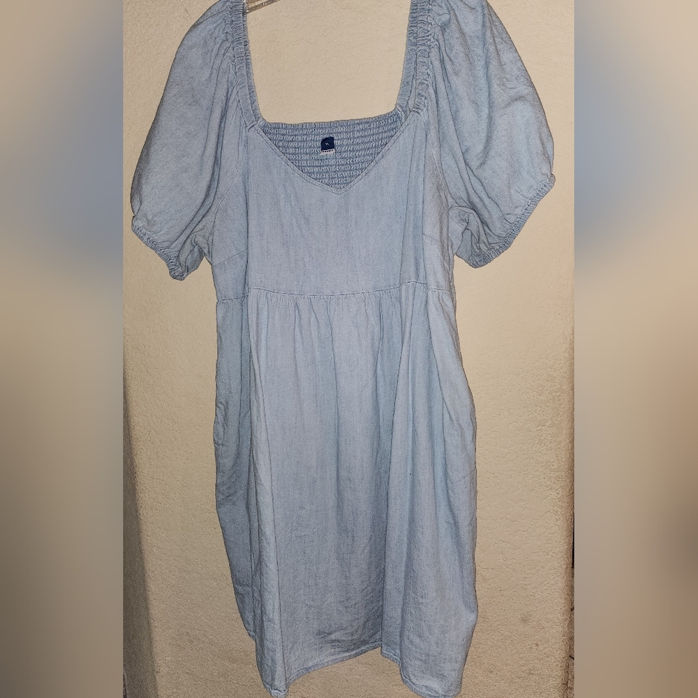 Old Navy Light Blue Puff Sleeve Dress